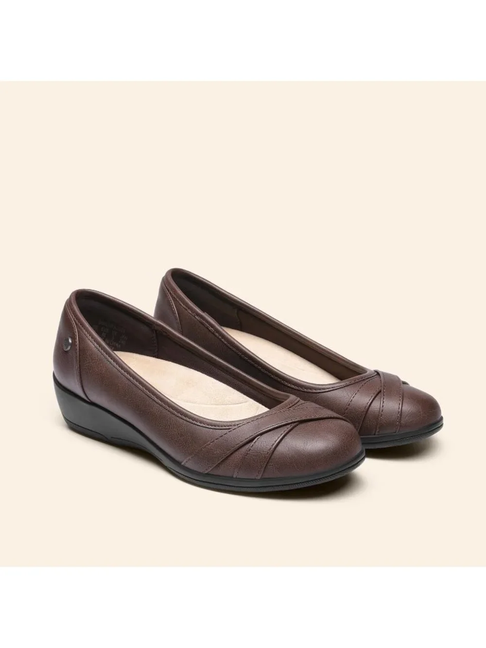Dream Pairs Women's Brown Round Toe Lightweight Faux Leather Ballet Flats
